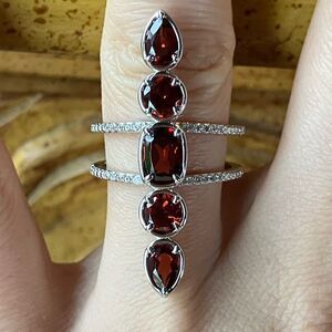 Natural Vermelho Red Garnet Sterling Silver Ring Size 8